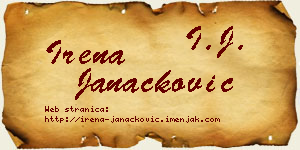 Irena Janaćković vizit kartica